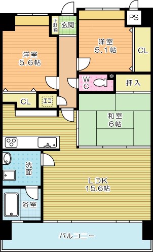 ニューガイア四季彩の丘　Ｂ棟 310号室 間取り