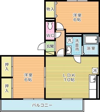 サンスカイ徳力Ⅱ 301号室 間取り