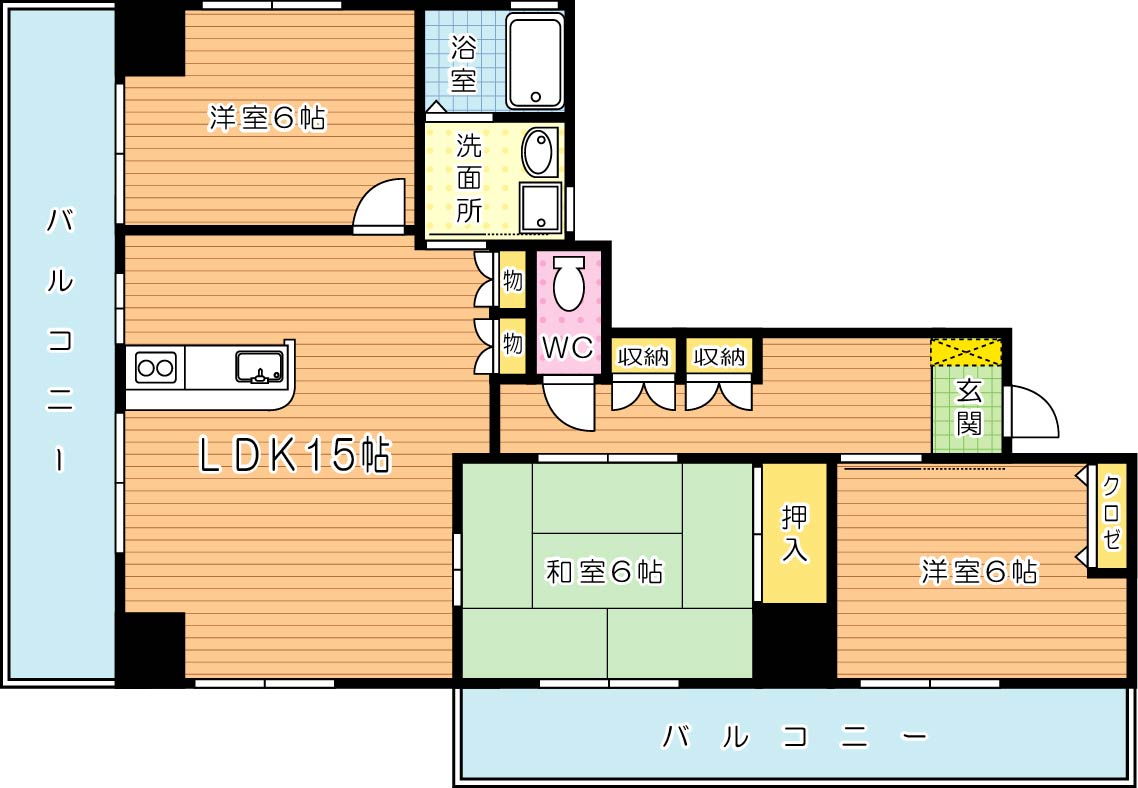 ファミリーハウス勝山 402号室 間取り