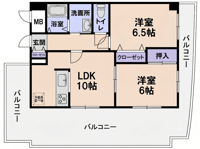 エラーヴル楽々園 802号室 間取り