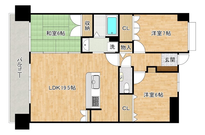 シャトレ大手町Ｓ棟 606号室 間取り