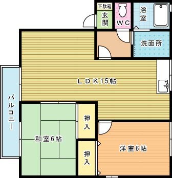 エクセル水神　Ｂ 201号室 間取り