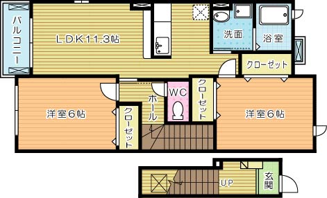 コーポ鷲峰Ⅱ 205号室 間取り