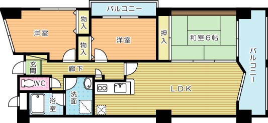セカンドレオ守恒 402号室 間取り