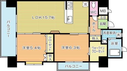 リブラブライト 601号室 間取り