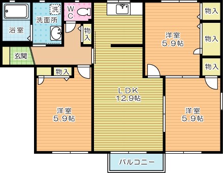 フィオーレⅠ　Ａ棟 202号室 間取り