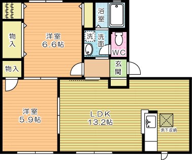 プラティークヴィラ　A棟 102号室 間取り