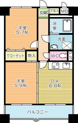 ニューシティアパートメンツ南小倉Ⅰ 1009号室 間取り