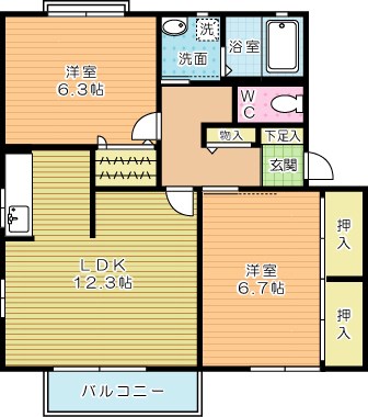 プリムヴェールパルク　F棟 202号室 間取り