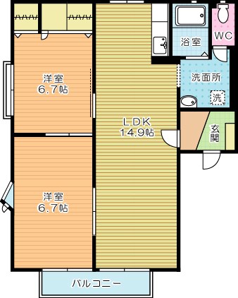 フレグランス常盤　Ｂ棟 201号室 間取り