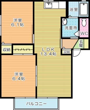 インフィオーレ芦田　Ｂ棟 201号室 間取り