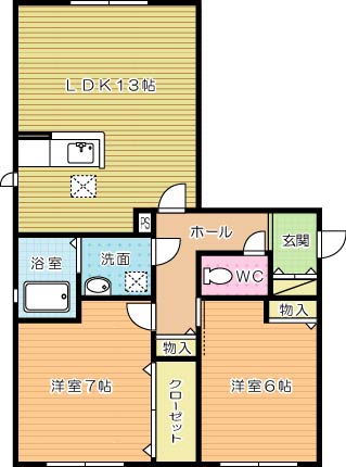 シャーメゾン朽網Ⅱ　Ａ棟 101号室 間取り