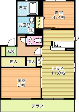 ウェールス中吉田　Ａ棟 101号室 間取り