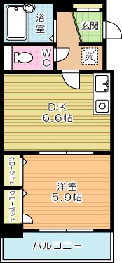 ライオンズマンション三萩野駅前 211号室 間取り