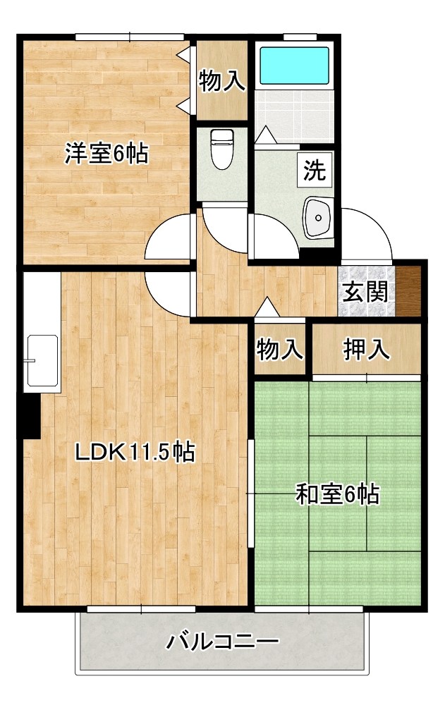グランドソレーユ 202号室 間取り