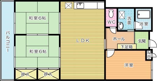 サンシティ三萩野 403号室 間取り