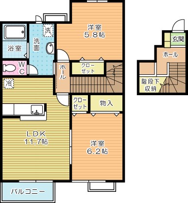 サザンヒルズＡ  202号室 間取り