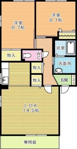 シティーフィールドⅡ　Ｂ棟 101号室 間取り