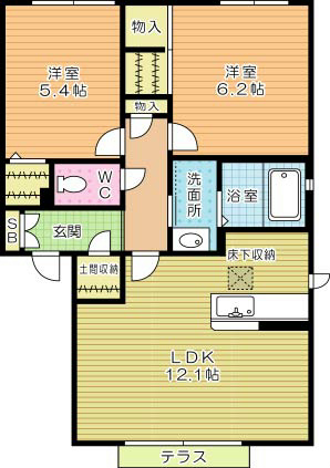 カサロサ 104号室 間取り