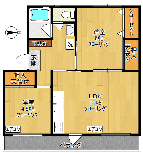 エンゼル 304号室 間取り