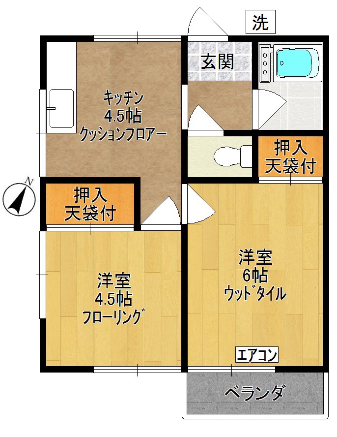 鎌田荘 201号室 間取り
