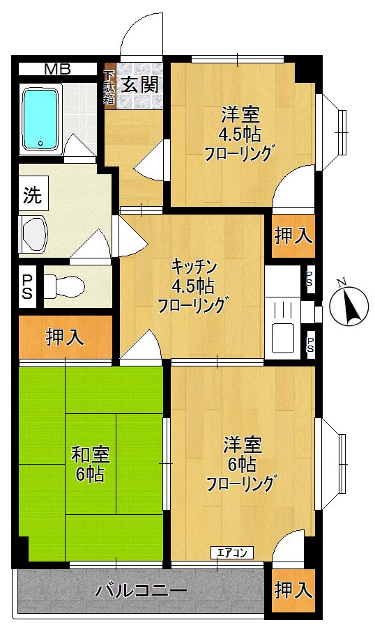 グリーンフォート 303号室 間取り