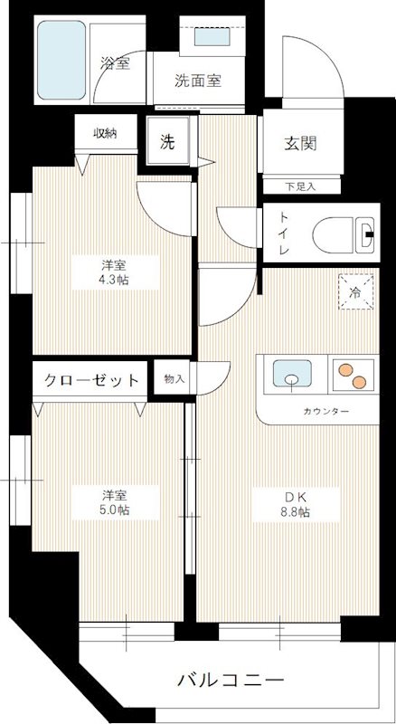 パレステュディオドルチェ日本橋ＥＡＳＴ 0202号室 間取り