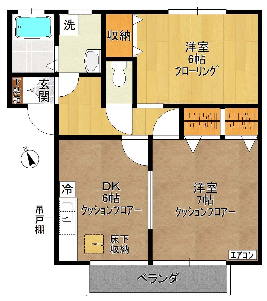 エステートピアニシヤマ 102号室 間取り
