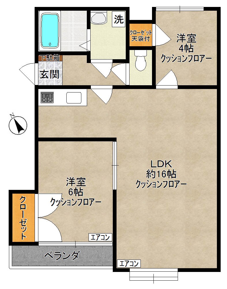 エスポワールタグチ1991 403号室 間取り