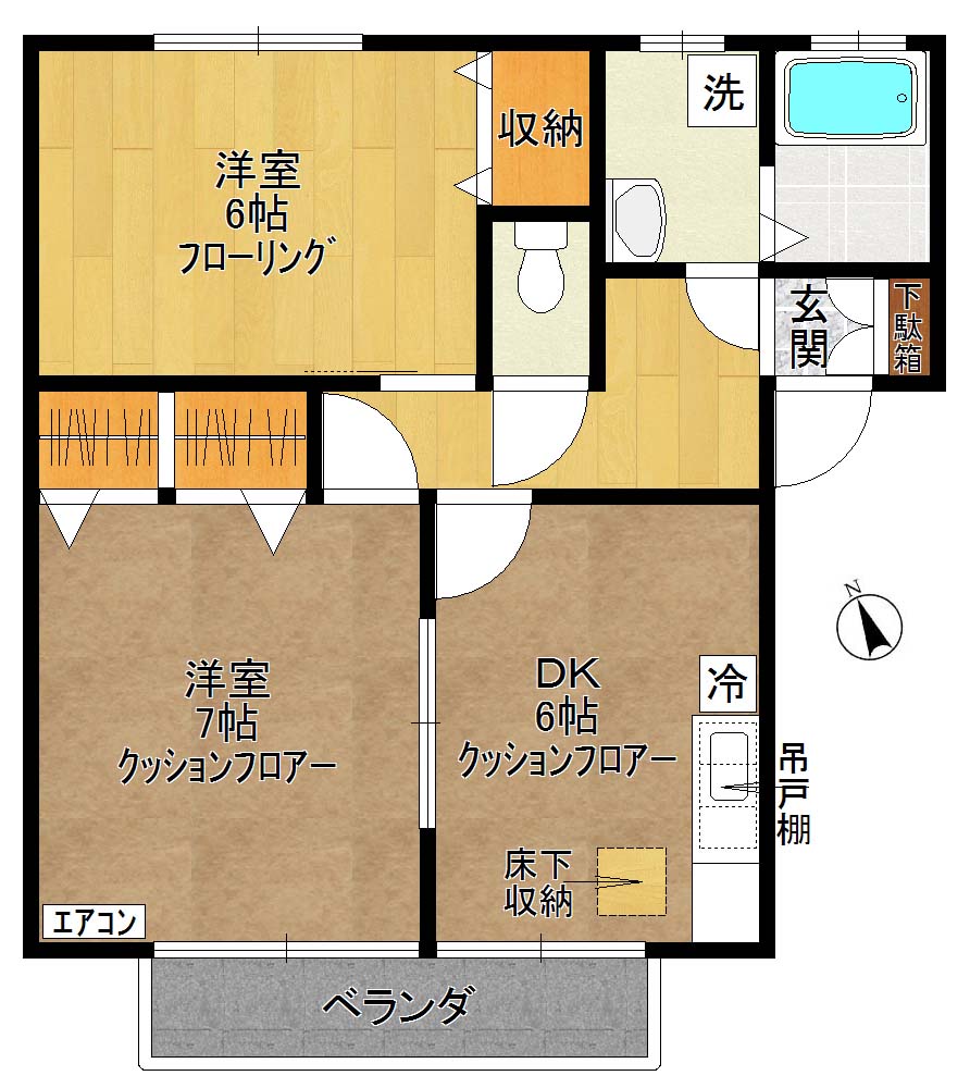 エステートピアニシヤマ 103号室 間取り