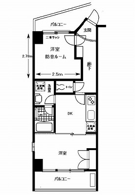 中野区鷺宮2丁目楽器可(防音・24時間演奏・グランドピアノ・弦管打楽器・声楽・DTM)マンション 間取り
