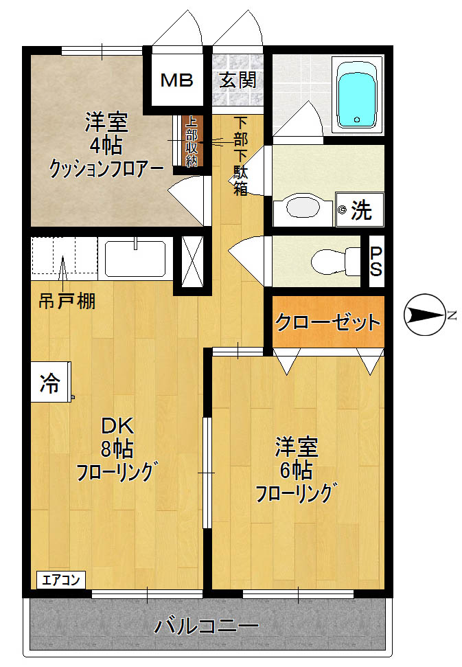 向ヶ丘レジデンス壱番館 201号室 間取り