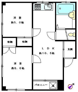 港区元麻布2丁目楽器可（ピアノ・弦管打楽器・声楽）マンション 間取り