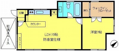 世田谷区上北沢5丁目楽器可（防音・ピアノ・弦管打楽器・声楽）アパート 間取り