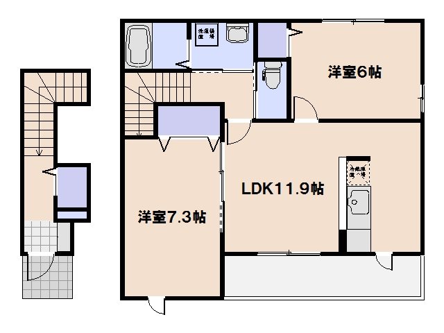 グラース プラシード 202号室 間取り