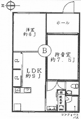 中野区若宮1丁目楽器可(防音・24時間演奏可能・グランドピアノ・弦・管楽器・声楽)マンション 間取り