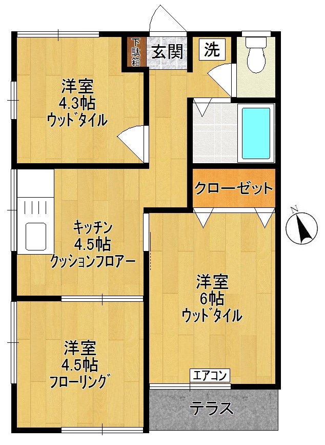 TMハイツB 106号室 間取り