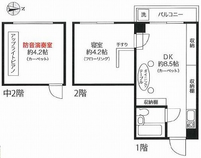 文京区本郷5丁目楽器可（防音・ピアノ・弦管楽器・声楽）マンション 間取り