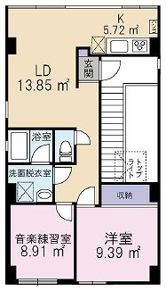 文京区本郷2丁目楽器可（ピアノ・弦管打楽器・声楽）マンション 間取り