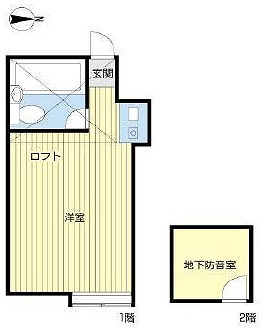 国分寺市南町1丁目楽器可(防音・ピアノ・弦管楽器・声楽) アパート 間取り