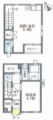 北区滝野川1丁目楽器可（防音・24時間演奏・ピアノ・弦/管楽器・声楽・DTM）メゾネットアパート 間取り