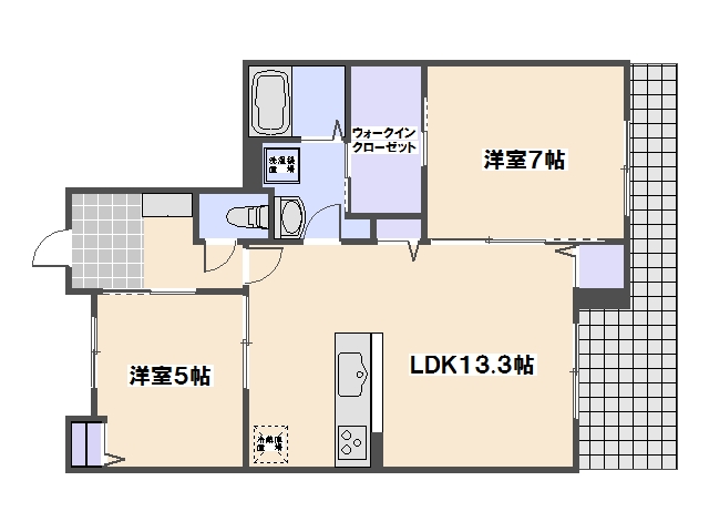 cｅｎｔｒｅ　ｖｉｌｌａｇｅ（サントル　ヴィラージュ） 102号室 間取り