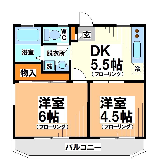 ハイツリビエールＡ　当社管理物件 間取り