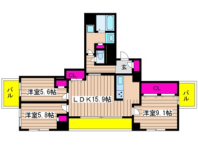 大阪府大阪市西区新町１丁目 間取り