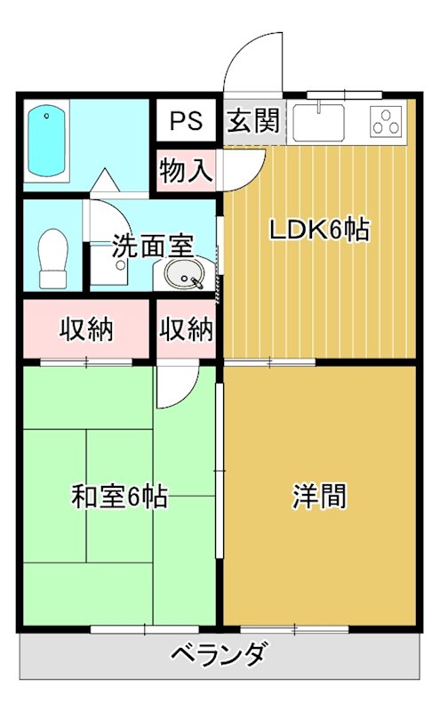 西ノ岡ハイツ 101号室 間取り