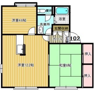 山崎コーポⅢ 102号室 間取り