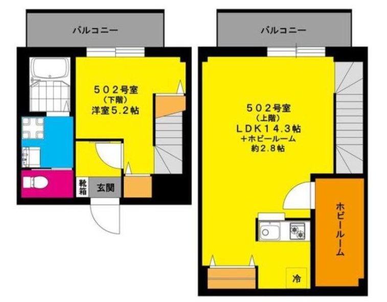 横浜市中区山下町楽器可（ピアノ・弦/管楽器・声楽・DTM）マンション 間取り