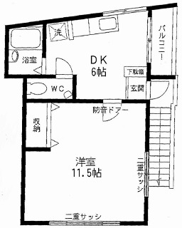 調布市若葉町2丁目楽器可（防音・ピアノ・弦管楽器・声楽・DTM）アパート 間取り