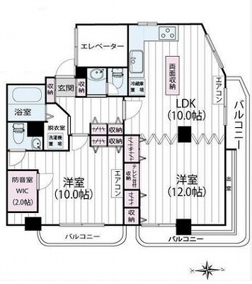 世田谷区桜3丁目楽器可(防音・グランドピアノ・弦・管・打楽器・声楽)マンション 間取り