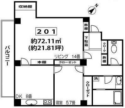 中野区東中野5丁目楽器可（グランドピアノ）マンション 間取り